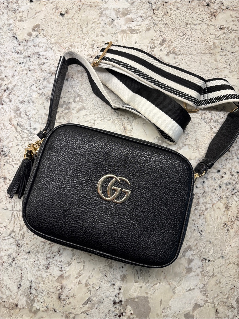 Black and gold inspired bag